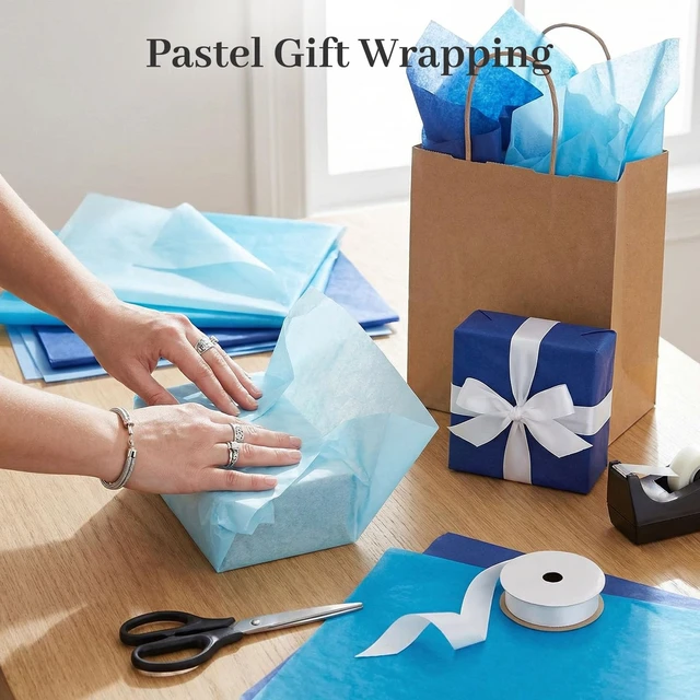 Alt view image 5 of 7 - 330 Sheets Blue Tissue Paper, 6 Shades, 14 X 10 inches | Gradient Blues Add Volume to Gift Bags and Can Be Layered into Hydrangeas and Ocean-themed Decorations
