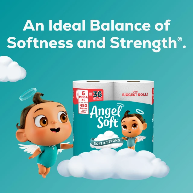 Alt view image 5 of 7 - Toilet Paper Tissues, 6 Super Mega Rolls = 36 Regular Rolls | Angel Soft toilet tissue for stocked bathrooms and bulk toilet paper needs