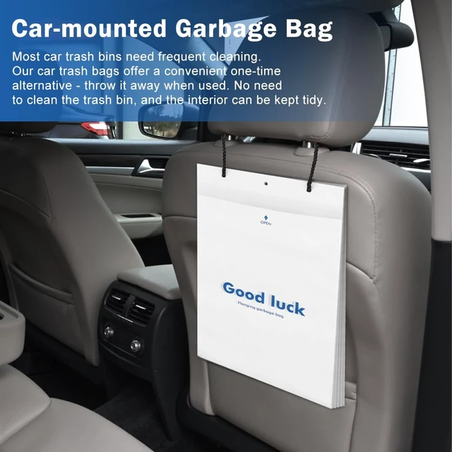 Alt view image 5 of 7 - 100 PCS Disposable Car Trash Bags Hanging, Leak-proof, Odor Seal, Hanging Garbage Bags, Hanging from Headrest/Easy Stick-On Trash Can for Car, SUV, Truck, Stroller Camping(White)