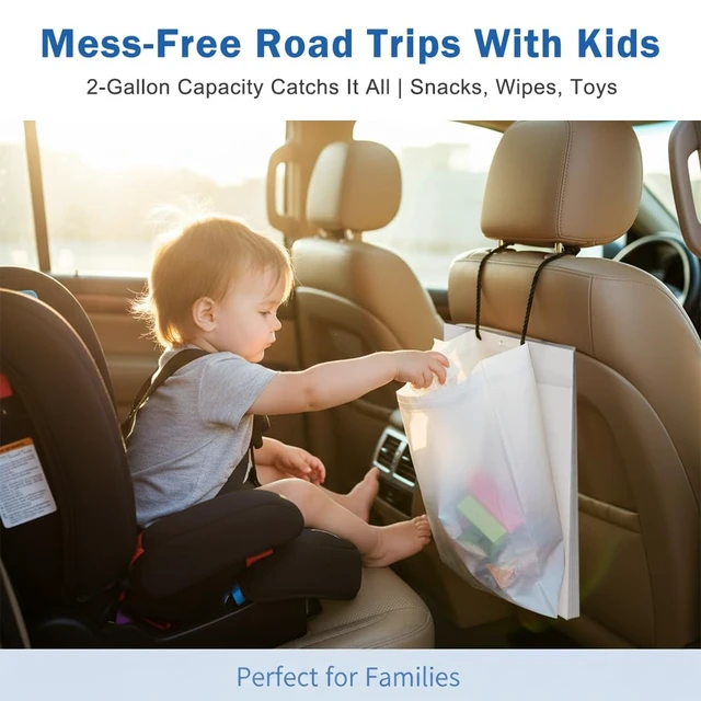 Alt view image 6 of 7 - 100 PCS Disposable Car Trash Bags Hanging, Leak-proof, Odor Seal, Hanging Garbage Bags, Hanging from Headrest/Easy Stick-On Trash Can for Car, SUV, Truck, Stroller Camping(White)