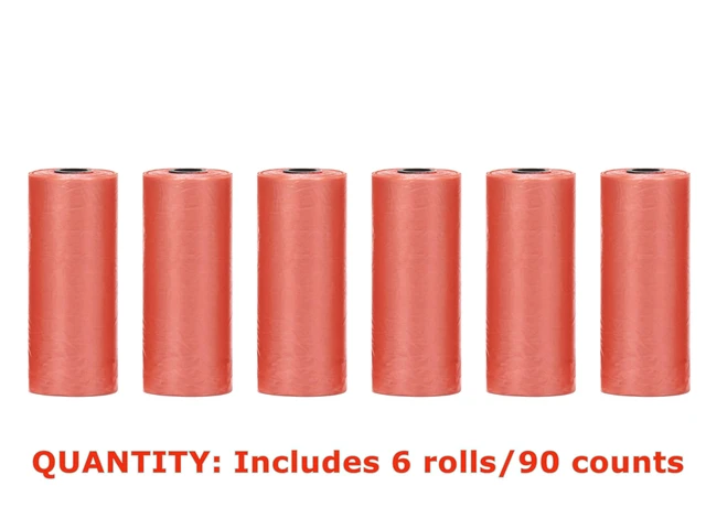 Alt view image 4 of 6 - 0.8 Gallons Disposable Trash Bags for Mini Car Trash Can, Portable Small Car Garbage Bags, Cars Accessories, Mini Trash Bags, Plastic Trash Bag for Cars/Home/Office (6 Rolls/90 Counts) Red