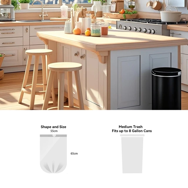 Alt view image 2 of 6 - 8 Gallon Trash Bags Drawstring, 1.19-mil, Unscented, Black, 40 Count | 8 Gal (Medium Size) Garbage Bags, 55x65cm, Perfect for Under-Sink Kitchen Cans, Home Offices, and Bathrooms