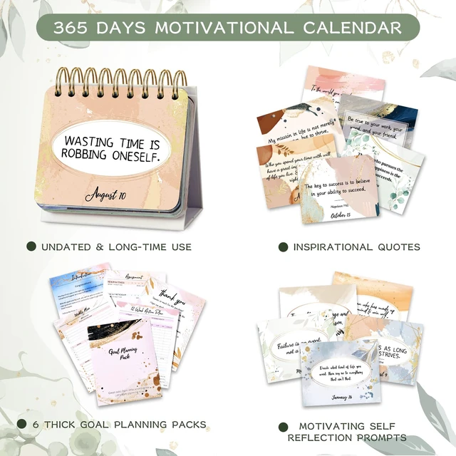 Alt view image 3 of 6 - Motivational Calendar - Daily Flip Calendar with Inspirational Quotes | 4.8"x5.5", Undated Standing Flip Calendar for Desk, Perpetual Calendar, Inspirational Present for Women, Positive Daily