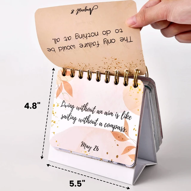 Alt view image 6 of 6 - Motivational Calendar - Daily Flip Calendar with Inspirational Quotes | 4.8"x5.5", Undated Standing Flip Calendar for Desk, Perpetual Calendar, Inspirational Present for Women, Positive Daily