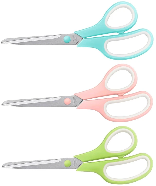 Main image of 8.5" Pastel Scissors 3-Pack, Ultra Sharp Stainless Steel | Scissors for Office Home School, Soft Comfort-Grip Right/Left Hand