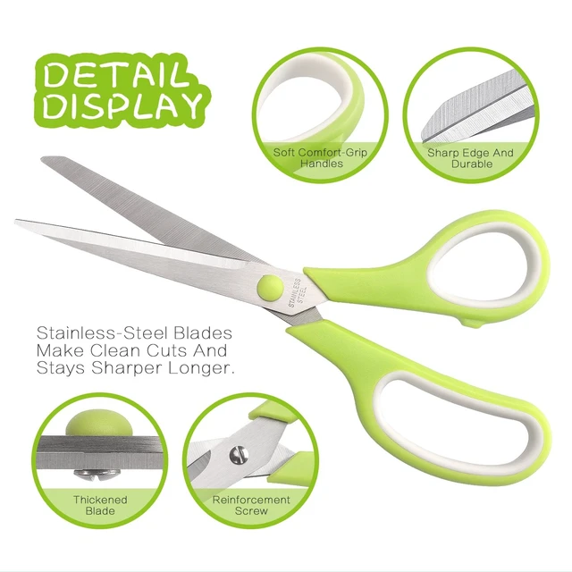 Alt view image 3 of 7 - 8.5" Pastel Scissors 3-Pack, Ultra Sharp Stainless Steel | Scissors for Office Home School, Soft Comfort-Grip Right/Left Hand