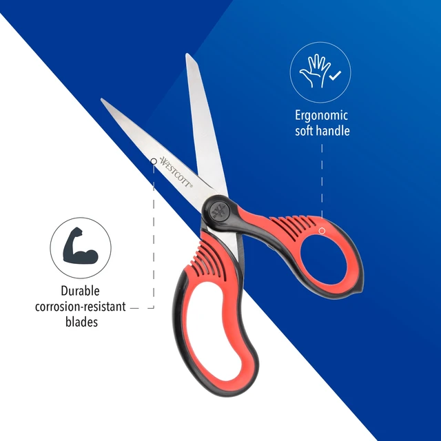 Alt view image 3 of 7 - 8-Inch Titanium-Bonded Premium Handle Scissors for Office and Home, Black/Red