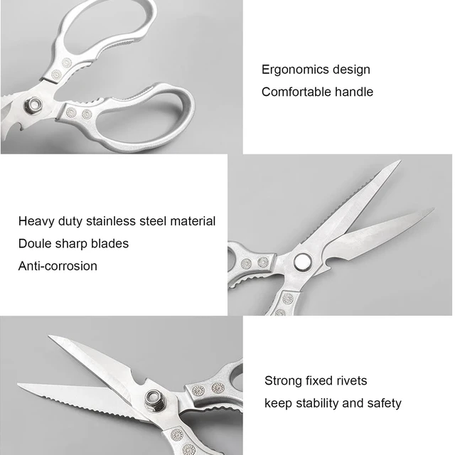 Alt view image 3 of 6 - Kitchen Scissors Heavy Duty Stainless Steel Kitchen Shears Sharp Food Cooking Dishwasher Safe Scissors for Meat Chicken Poultry Fish Meat Herbs