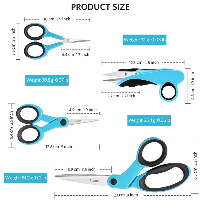 Alt view image 4 of 7 - Premium sewing Scissors Bundle, Perfect Sewing Partners, Sharp and Durable, Comfortable Handle, Contains 9Fabric scissors, 5Detail Shear, 3.9Embroidery Scissors, 4.8Thread Snips