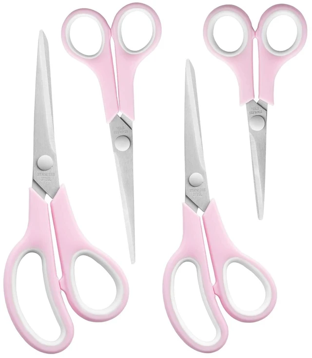 Main image of Craft Scissors Set of 4, Sharp Stainless Stee Blades, Comfort Grip, Scissors All purpose for Office School Home Fabric Sewing DIY Art Craft Cutting, 8.5''/7.5''/6.7''/5.5'', Pink