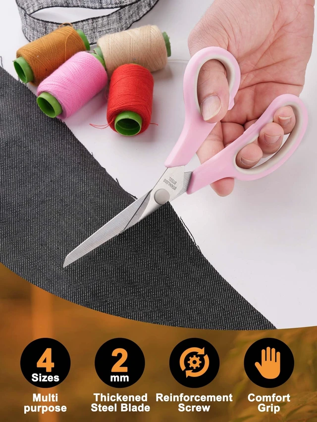 Alt view image 2 of 7 - Craft Scissors Set of 4, Sharp Stainless Stee Blades, Comfort Grip, Scissors All purpose for Office School Home Fabric Sewing DIY Art Craft Cutting, 8.5''/7.5''/6.7''/5.5'', Pink