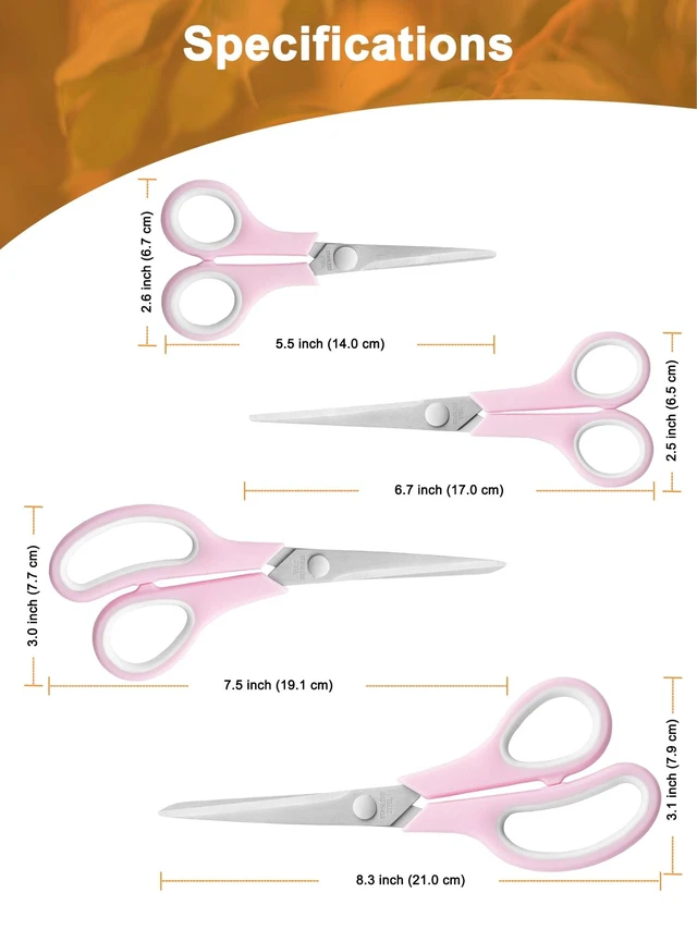 Alt view image 4 of 7 - Craft Scissors Set of 4, Sharp Stainless Stee Blades, Comfort Grip, Scissors All purpose for Office School Home Fabric Sewing DIY Art Craft Cutting, 8.5''/7.5''/6.7''/5.5'', Pink
