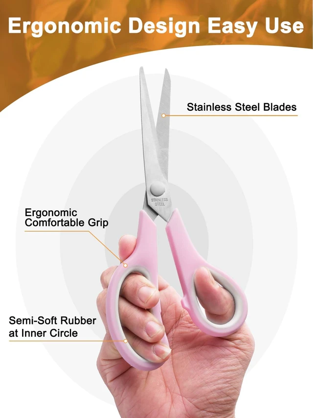 Alt view image 3 of 7 - Craft Scissors Set of 4, Sharp Stainless Stee Blades, Comfort Grip, Scissors All purpose for Office School Home Fabric Sewing DIY Art Craft Cutting, 8.5''/7.5''/6.7''/5.5'', Pink
