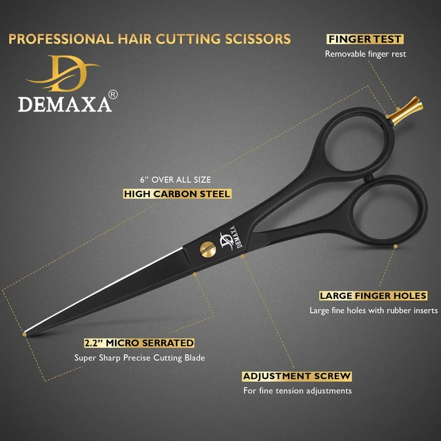Alt view image 2 of 7 - Professional Hair Scissors 6.5 Inch - Premium High Carbon Stainless Steel Barber Salon Hair Shears for Haircut Scissors - Ergonomic Design Super-Sharp Hair cutting Shears Blades