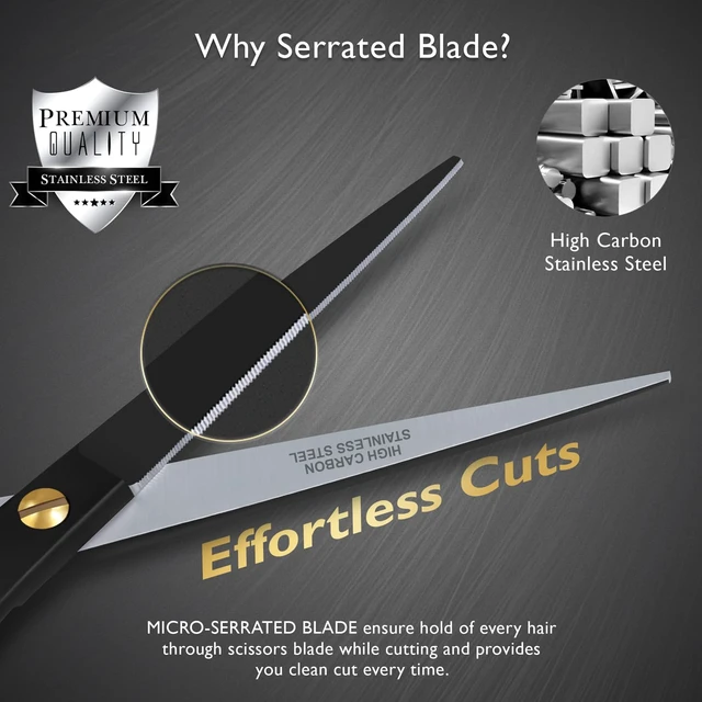 Alt view image 5 of 7 - Professional Hair Scissors 6.5 Inch - Premium High Carbon Stainless Steel Barber Salon Hair Shears for Haircut Scissors - Ergonomic Design Super-Sharp Hair cutting Shears Blades
