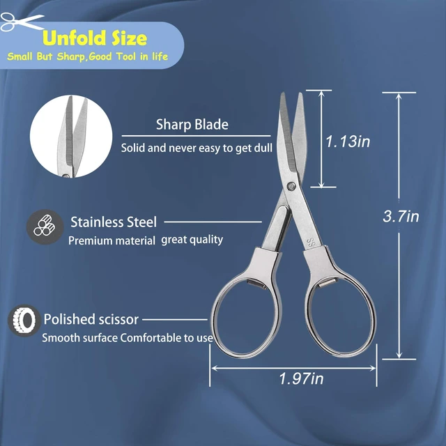 Alt view image 2 of 6 - Folding Scissors,Portable Telescopic Cutter Pocket Badge Scissors | 2 Pcs Mini Safe Silver Foldable Scissors for Household, Office, Handcrafts, Sewing, Nurse Use, Travel and Fishing