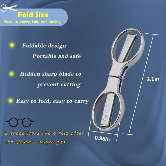Alt view image 3 of 6 - Folding Scissors,Portable Telescopic Cutter Pocket Badge Scissors | 2 Pcs Mini Safe Silver Foldable Scissors for Household, Office, Handcrafts, Sewing, Nurse Use, Travel and Fishing