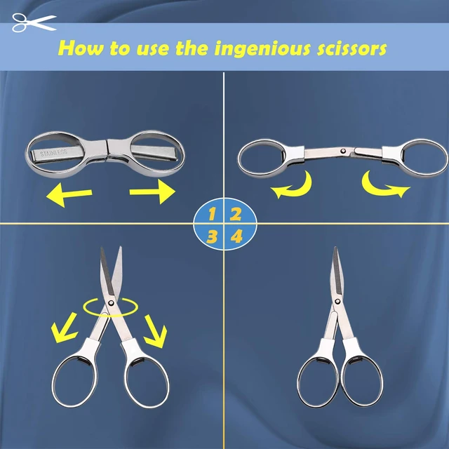 Alt view image 4 of 6 - Folding Scissors,Portable Telescopic Cutter Pocket Badge Scissors | 2 Pcs Mini Safe Silver Foldable Scissors for Household, Office, Handcrafts, Sewing, Nurse Use, Travel and Fishing