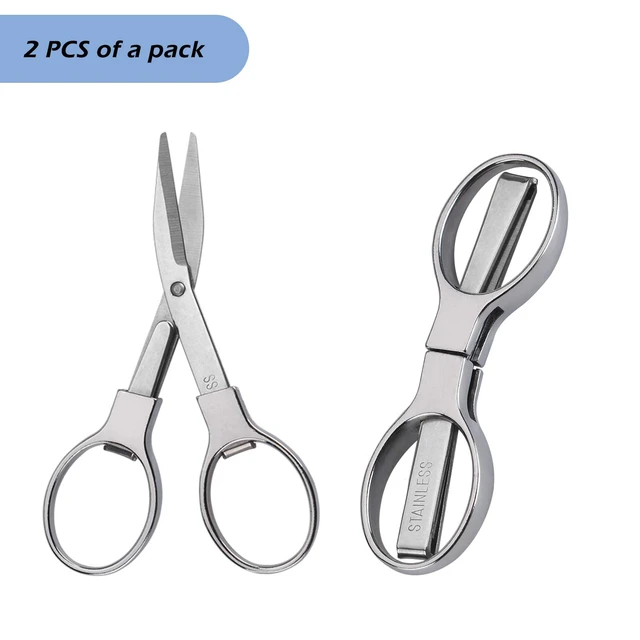 Alt view image 6 of 6 - Folding Scissors,Portable Telescopic Cutter Pocket Badge Scissors | 2 Pcs Mini Safe Silver Foldable Scissors for Household, Office, Handcrafts, Sewing, Nurse Use, Travel and Fishing