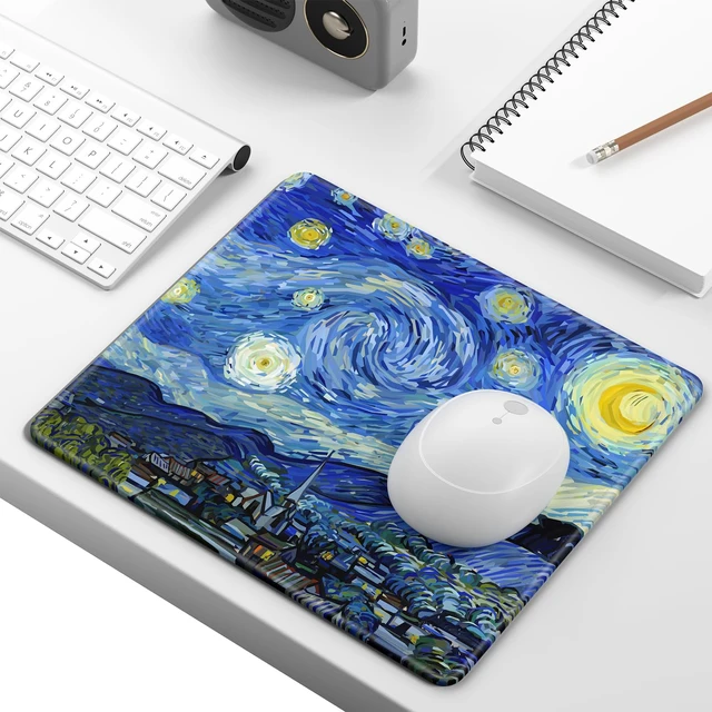 Alt view image 2 of 6 - Mouse Pad, Minimalism Marble Style Computer Pad, Anti-Slip Rubber Mouse Mat with Stitched Edges for Gaming, Office, Laptop, PC, Women, 9" x 8" Thick 3 mm, Starry Night
