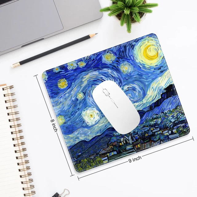 Alt view image 5 of 6 - Mouse Pad, Minimalism Marble Style Computer Pad, Anti-Slip Rubber Mouse Mat with Stitched Edges for Gaming, Office, Laptop, PC, Women, 9" x 8" Thick 3 mm, Starry Night