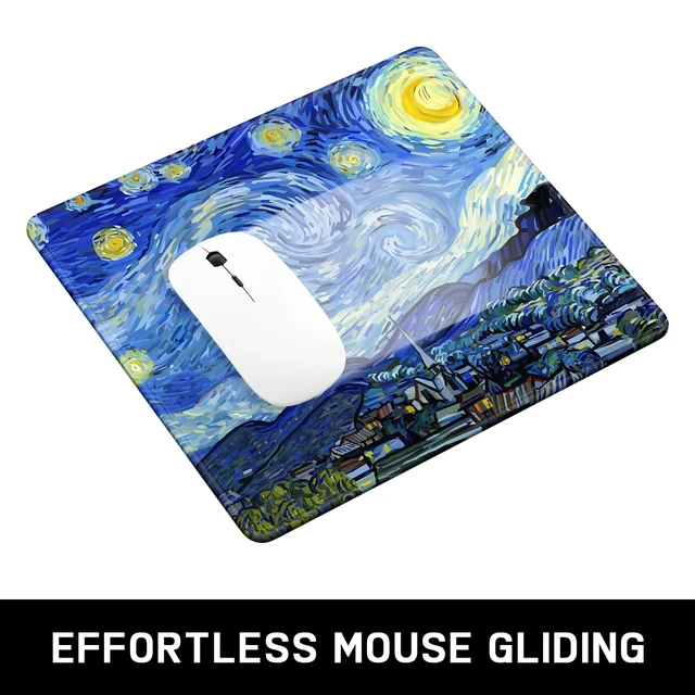 Alt view image 6 of 6 - Mouse Pad, Minimalism Marble Style Computer Pad, Anti-Slip Rubber Mouse Mat with Stitched Edges for Gaming, Office, Laptop, PC, Women, 9" x 8" Thick 3 mm, Starry Night