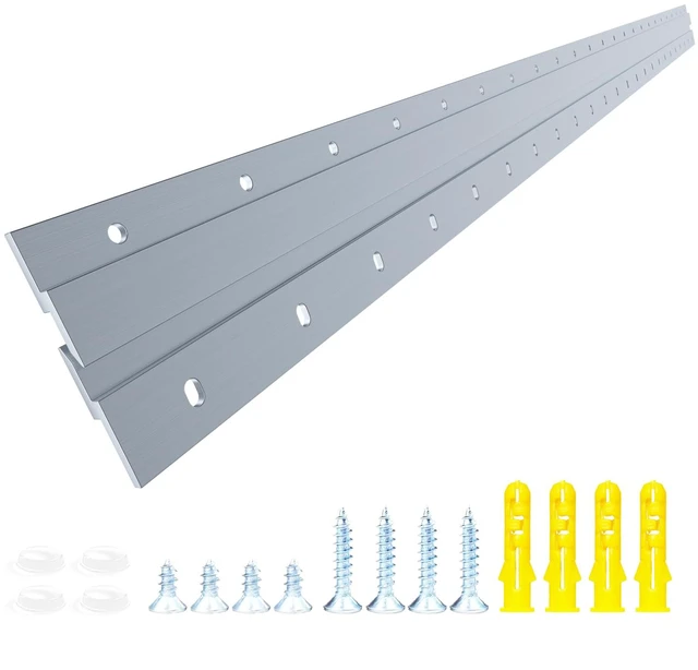 Main image of French Cleat Heavy Duty, Aluminum French Cleat, Headboard Wall Mounting Brackets with Screws, Heavy Mirror Mounting Hardware (48 Inch-1 Pair, Support 280 lbs)