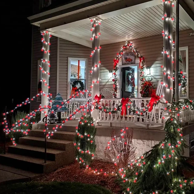 Alt view image 2 of 7 - 300 LED Valentines Lights, Extra Long 98.5FT Christmas String Lights Outdoor Indoor, 8 Lighting Mode, Plug in Waterproof Fairy Light for Wedding Party Bedroom Garden Decorations (Red & White)
