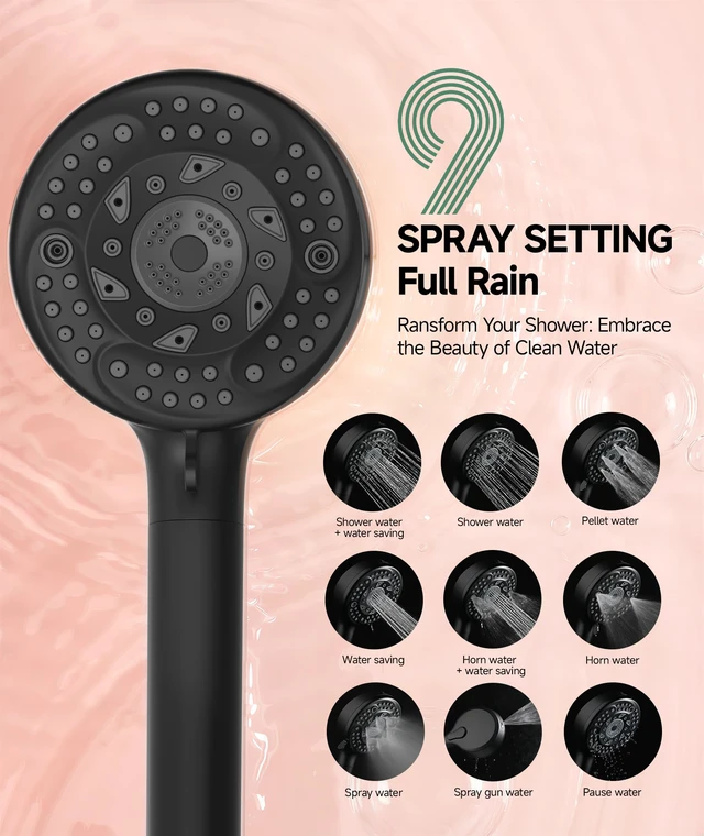 Alt view image 3 of 6 - Filtered Shower Head with Handheld,9-Spray Setting High Pressure Detachable Shower Head with 4 Filters for Hard Water - Filter Chlorine, Improve Skin and Hair Texture(4 Filters, Chrome)