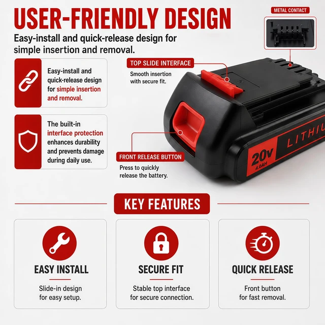 Alt view image 7 of 7 - 20V 4.0Ah Battery for Black and Decker Lithium-Max Tools 2-Pack High-Capacity Replacement Lithium-Ion Battery, Compatible with LBXR20 LBXR2020 LBX20 LBXR2520 LB2X4020 LB2XR20