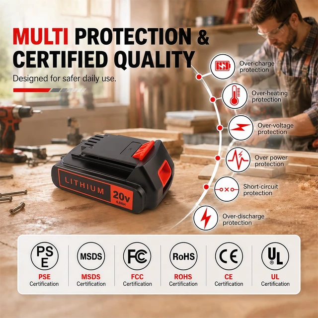 Alt view image 5 of 7 - 20V 4.0Ah Battery for Black and Decker Lithium-Max Tools 2-Pack High-Capacity Replacement Lithium-Ion Battery, Compatible with LBXR20 LBXR2020 LBX20 LBXR2520 LB2X4020 LB2XR20