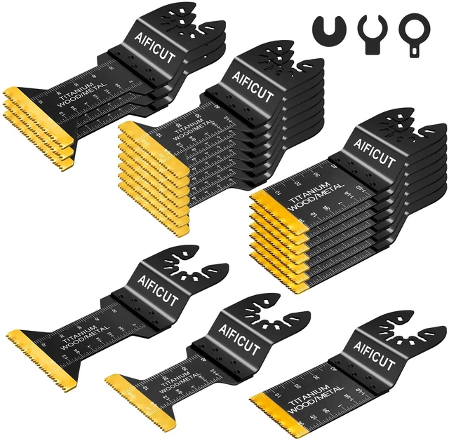 Main image of 20 PCS Titanium Oscillating Saw Blades,Universal Multitool Blades for Metal Nails Hard Material and Wood Plastic,Multi Tool Blades Kits Fit Dewalt Bosch Milwaukee Ryobi