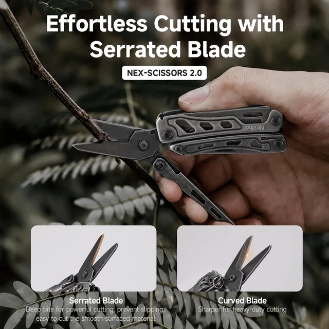 Alt view image 3 of 7 - Mini Flagship F12 Keychain Multitool, Fifth Pocket Tools (Dark) 15-in-1 Multi Tool, 80Cr14Mov Steel, Serrated Scissors, Thicken Pliers, Safety Lock Knife and File for EDC, Outdoor, DIY