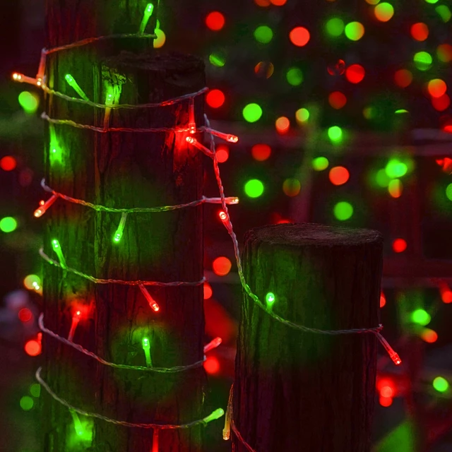 Alt view image 6 of 7 - 300 LED Christmas Lights, Extra Long 98.5FT Xmas String Lights Outdoor Indoor, 8 Lighting Modes, Plug in Waterproof Fairy Lights for Wedding Party Bedroom Decorations (Red & Green)