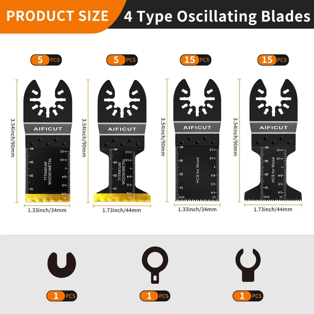 Alt view image 2 of 6 - 40 Pcs Oscillating Saw Blades Universal Wood Plastics Metal Titanium Multitool Blades Kits Fit Dewalt Rockwell Milwaukee Makita Bosch