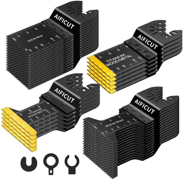 Main image of 40 Pcs Oscillating Saw Blades Universal Wood Plastics Metal Titanium Multitool Blades Kits Fit Dewalt Rockwell Milwaukee Makita Bosch