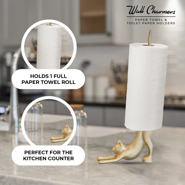 Alt view image 4 of 7 - Gold Paper Towel Holder, Metal Toilet or Kitchen Paper Holder for Floor or Countertop, Gold Cat