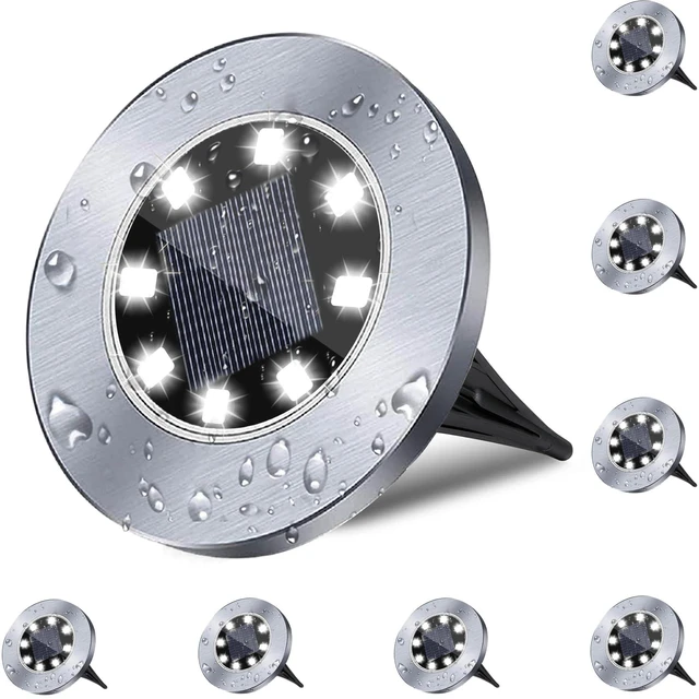 Main image of 4.6 Inch Diameter Solar Ground Lights, Waterproof Solar Garden Lights, Outdoor Garden Waterproof Bright in-Ground Light, Landscape Lighting for Pathway,Yard,Lawn,Patio,Walkway (8 Pack White Light)