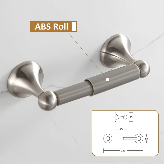 Alt view image 2 of 7 - Bathroom Accessories Set, Glossy Stain Nickel Expandable Towel Bar 4-Piece Bathroom Accessory Set Wall Mounted Towel Ring Robe Hook Toilet Paper Holder Towel Holder