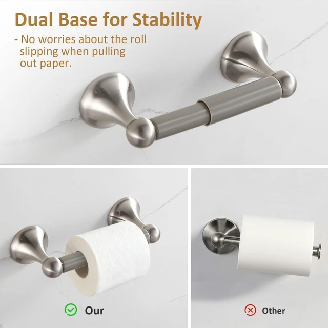 Alt view image 5 of 7 - Bathroom Accessories Set, Glossy Stain Nickel Expandable Towel Bar 4-Piece Bathroom Accessory Set Wall Mounted Towel Ring Robe Hook Toilet Paper Holder Towel Holder