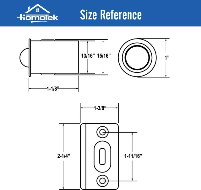 Main image of 8 Pack Drive in Ball Catch with Strike Plate for Closet Doors, Oil Rubbed Bronze, 13/16 Inch x 1-1/8 Inchs,Die-cast, Adjustable Tension Ball