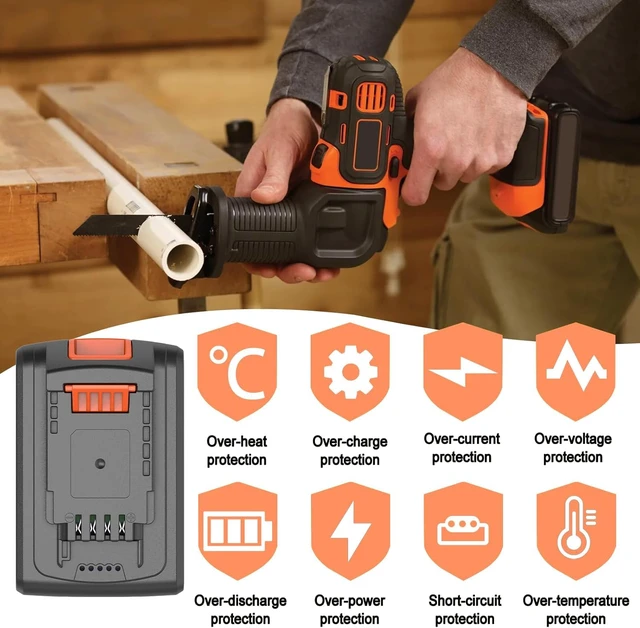 Alt view image 2 of 7 - 2 Packs Extended Capacity 3.0Ah 20v Battery Replacement for Black and Decker 20 Volt Max Lithium Battery LBXR20, Compatible with Black and Decker 20v Cordless Power Tools and Charger