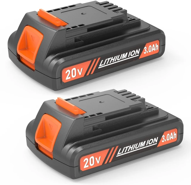 Main image of 2 Packs Extended Capacity 3.0Ah 20v Battery Replacement for Black and Decker 20 Volt Max Lithium Battery LBXR20, Compatible with Black and Decker 20v Cordless Power Tools and Charger