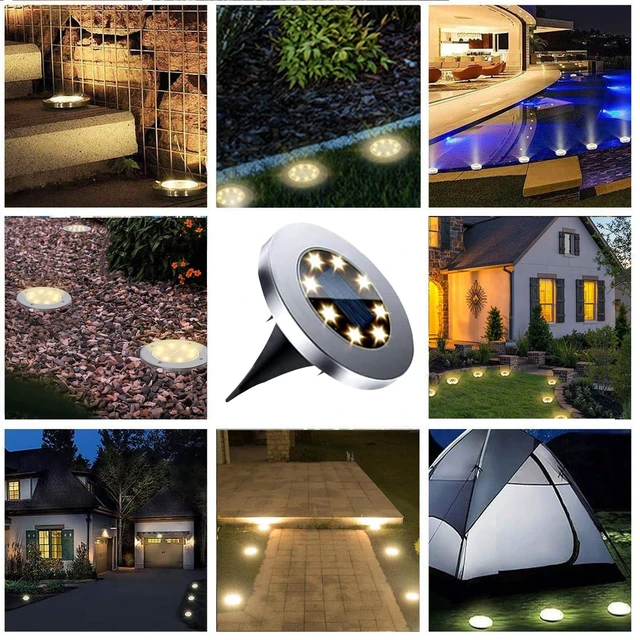 Alt view image 7 of 7 - 4.6 Inch Diameter Solar Ground Lights, Waterproof Solar Garden Lights, Outdoor Garden Waterproof Bright in-Ground Light, Landscape Lighting for Pathway,Yard,Lawn,Patio,Walkway (4 Pack White Light)