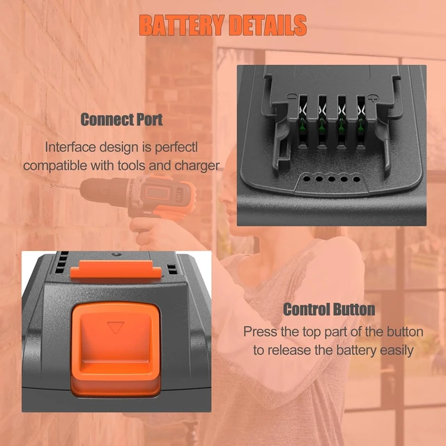 Alt view image 7 of 7 - 2 Packs Extended Capacity 3.0Ah 20v Battery Replacement for Black and Decker 20 Volt Max Lithium Battery LBXR20, Compatible with Black and Decker 20v Cordless Power Tools and Charger