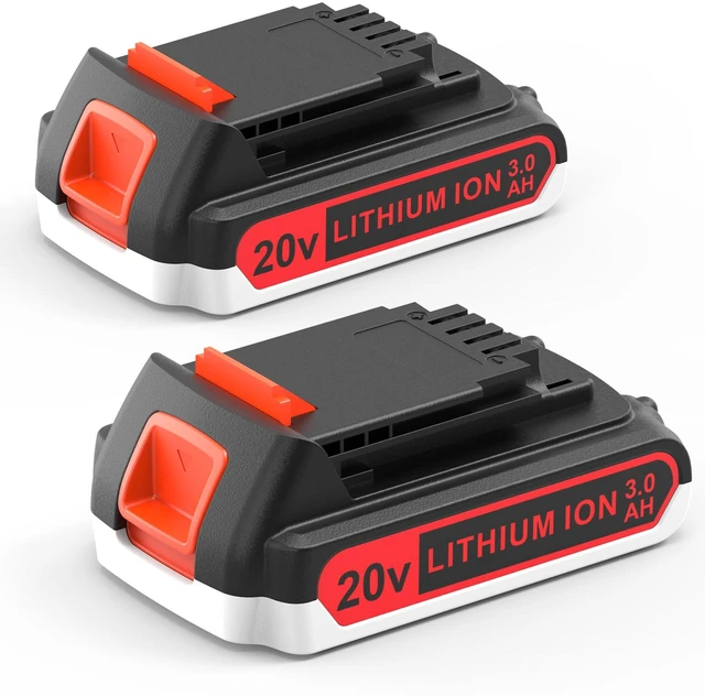 Main image of 2 Pack Extended Capacity 3.0Ah 20v Battery Replacement for Black and Decker 20 Volt Max Lithium Battery LBXR20, Compatible with All Black and Decker 20v Cordless Power Tools and Charger
