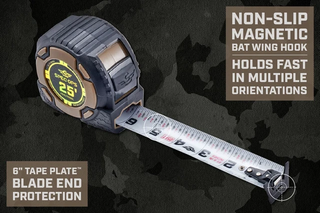Alt view image 5 of 7 - Tools Elite Series Tape Measure for Measuring & Layout, 1 1/4" Double-Sided Blade, Heavy Duty Military-Grade Composite Case, 25 Foot Magnetic + Fractional