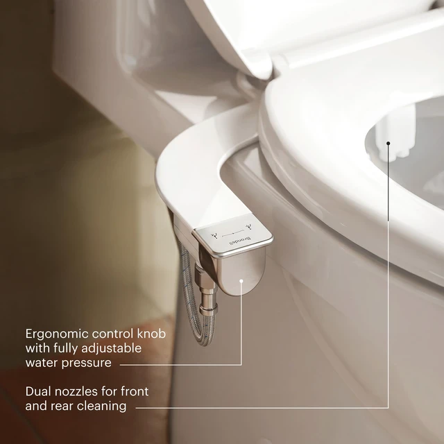 Alt view image 5 of 7 - Bidet Attachment for Toilet SS-250 SimpleSpa Fresh Water Spray with Adjustable Water Pressure Side Arm Control, Slim Bidet Sprayer, Silver Knob (Dual Nozzle)