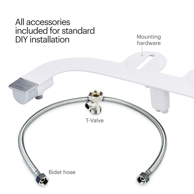 Alt view image 6 of 7 - Bidet Attachment for Toilet SS-250 SimpleSpa Fresh Water Spray with Adjustable Water Pressure Side Arm Control, Slim Bidet Sprayer, Silver Knob (Dual Nozzle)