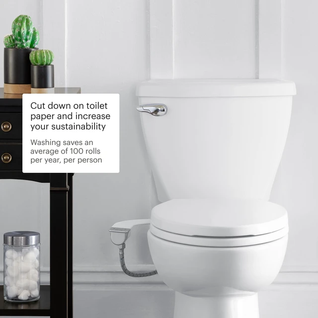 Alt view image 7 of 7 - Bidet Attachment for Toilet SS-250 SimpleSpa Fresh Water Spray with Adjustable Water Pressure Side Arm Control, Slim Bidet Sprayer, Silver Knob (Dual Nozzle)